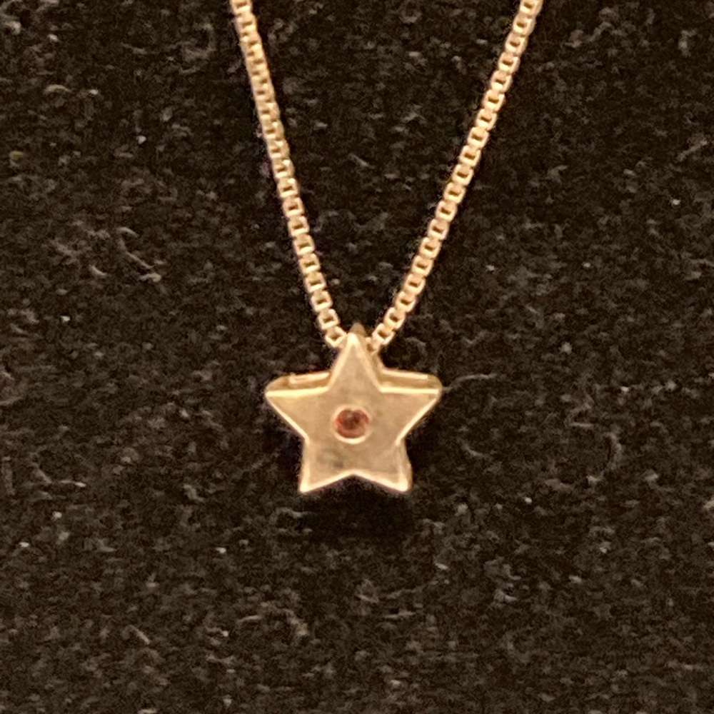 925 Sterling Silver Star Pendant Necklace with Center Gem - Women Necklace